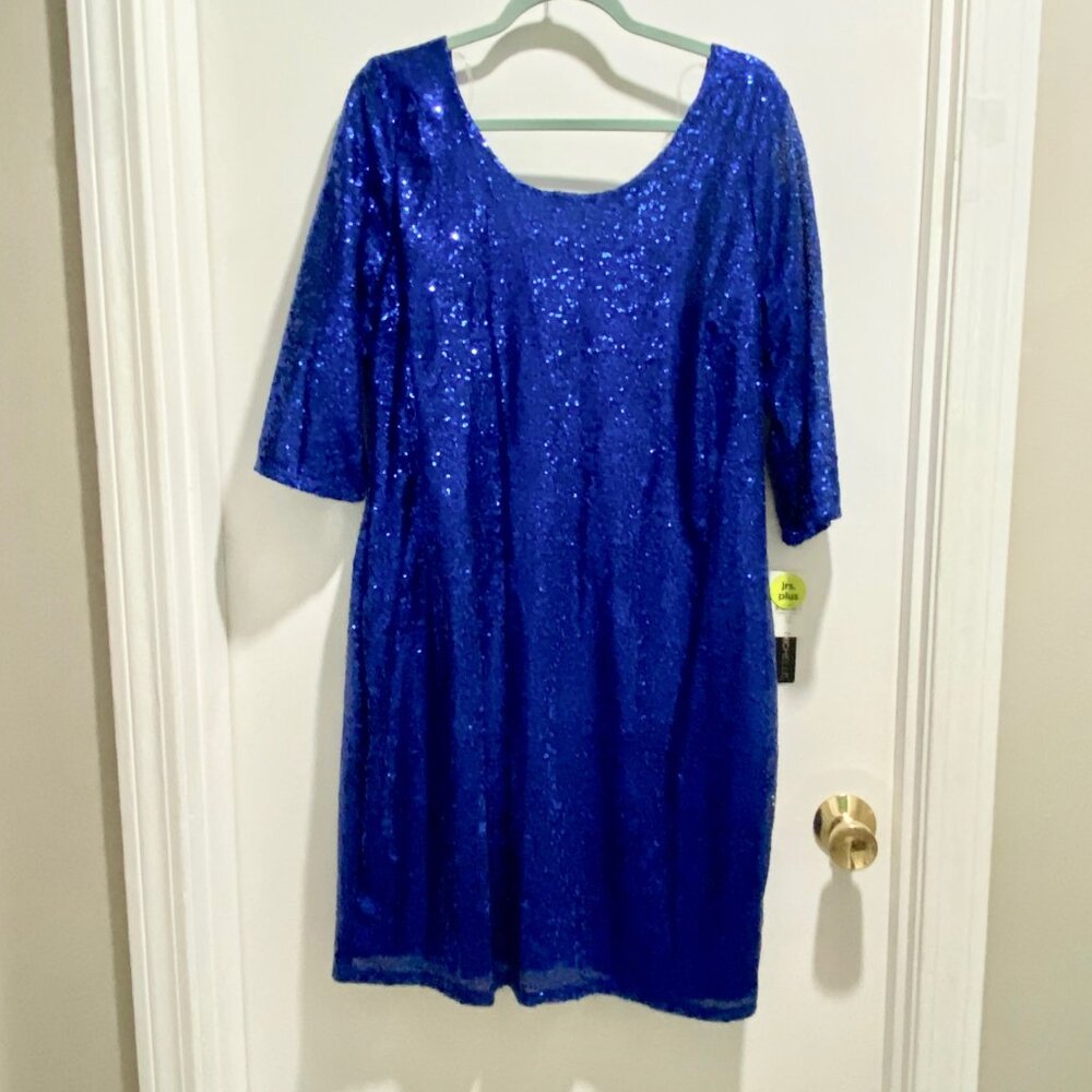 (9) My Michelle NWT Royal Blue Christmas Event Sequin Midi Dress Jn. Plus 16